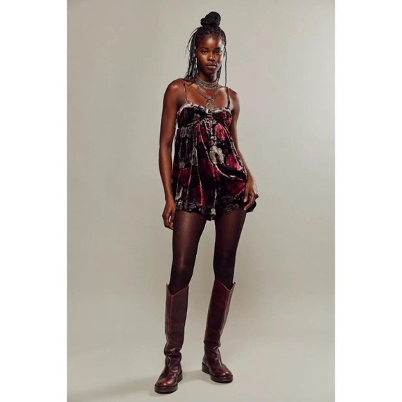 NWOT free people luna velvet romper - Picture 3 of 11